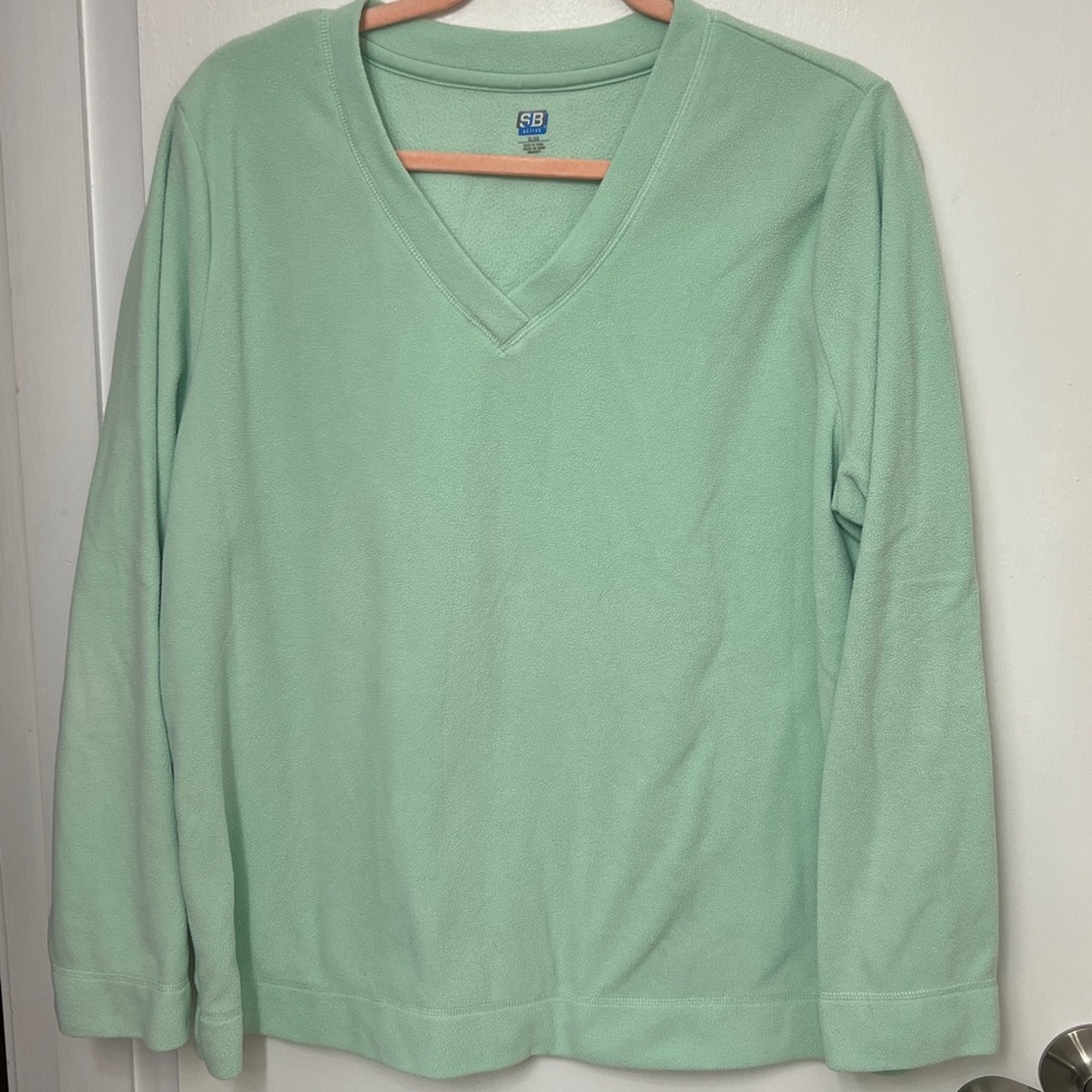 SJB Active, Women’s Long Sleeved V-neck fleece, light Green, Sz. XL, GUC